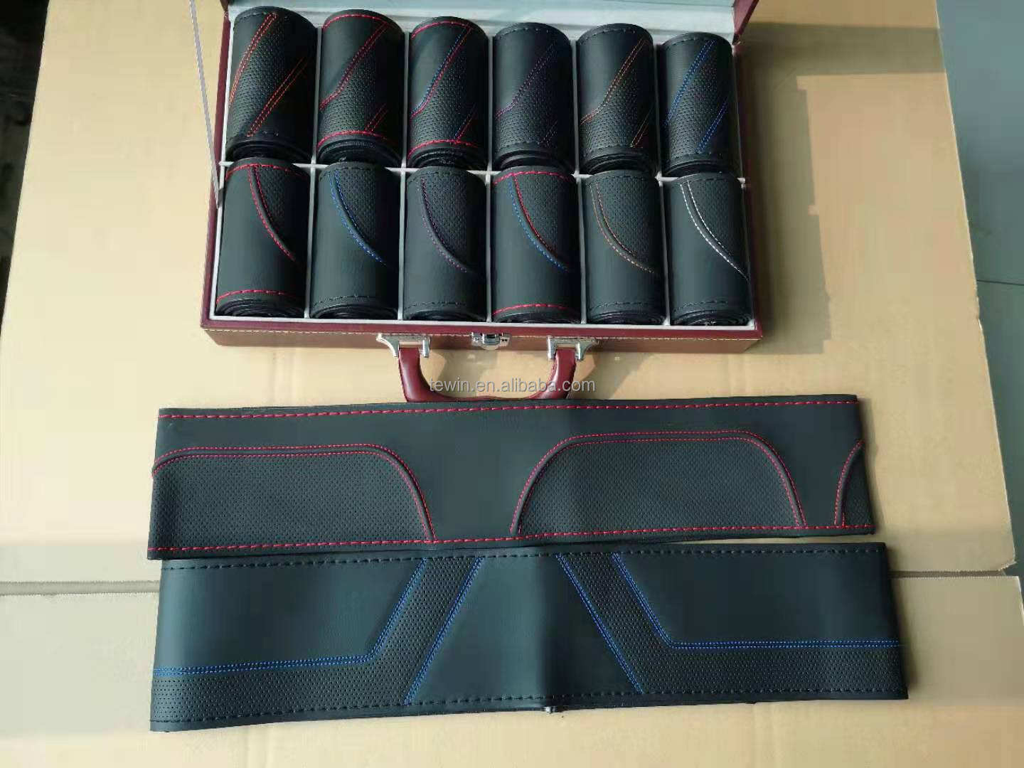 Factory Cheap DIY Car Nappa Steering Wheel Covers with Needle and Thread by Guangzhou Tewin - Model